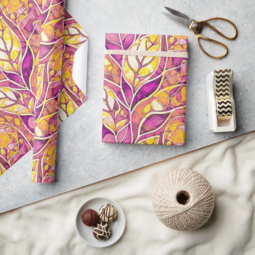 Magenta Gold Christmas Pattern21 ID1009 Wrapping Paper