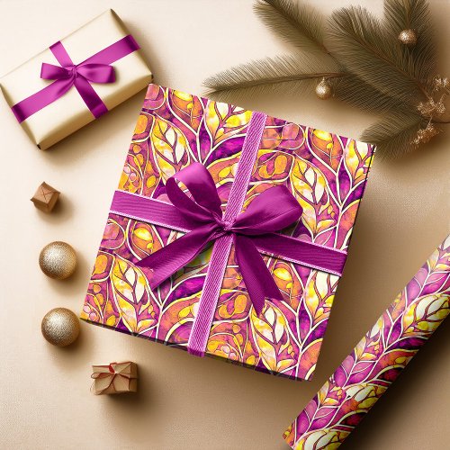 Magenta Gold Christmas Pattern21 ID1009 Wrapping Paper