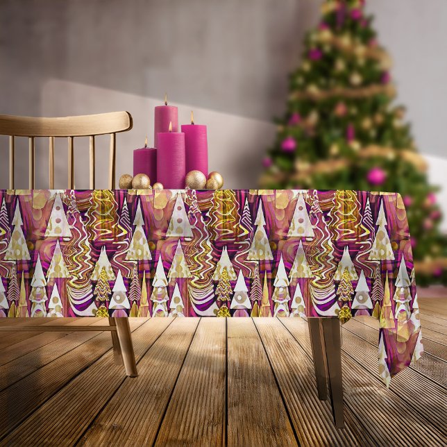 Magenta Gold Christmas Pattern#25 ID1009 Tablecloth (Creator Uploaded)