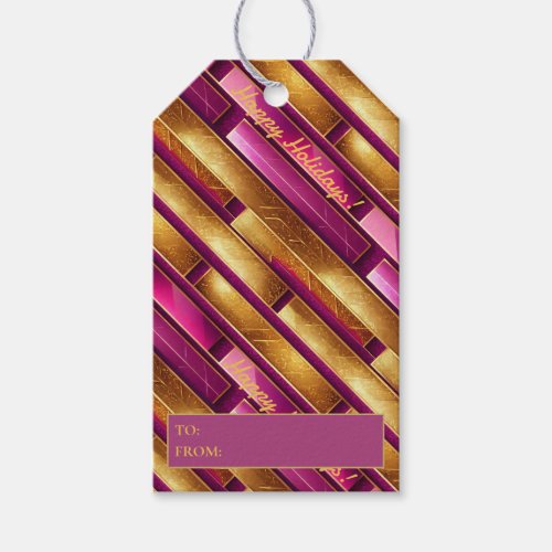 Magenta Gold Christmas Pattern28 ID1009 Gift Tags