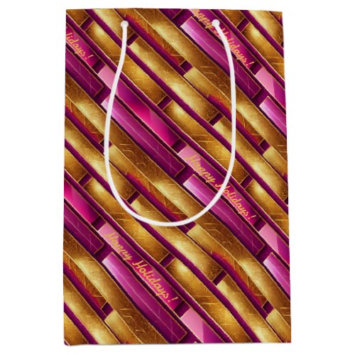 Magenta Gold Christmas Pattern28 ID1009 Medium Gift Bag