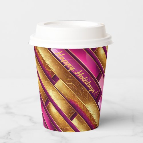Magenta Gold Christmas Pattern28 ID1009 Paper Cups