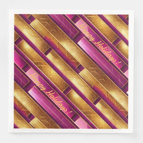 Magenta Gold Christmas Pattern28 ID1009 Paper Dinner Napkins