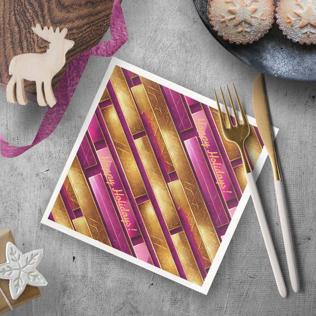 Magenta Gold Christmas Pattern#28 ID1009 Paper Dinner Napkins (Creator Uploaded)