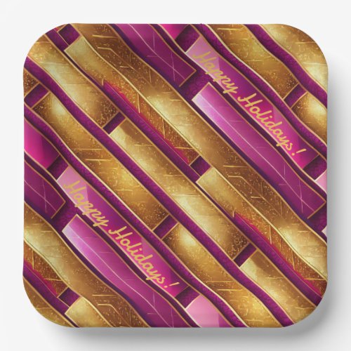 Magenta Gold Christmas Pattern28 ID1009 Paper Plates