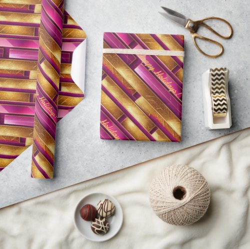 Magenta Gold Christmas Pattern28 ID1009 Wrapping Paper
