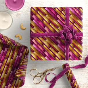 Magenta Gold Christmas Pattern#28 ID1009 Wrapping Paper
