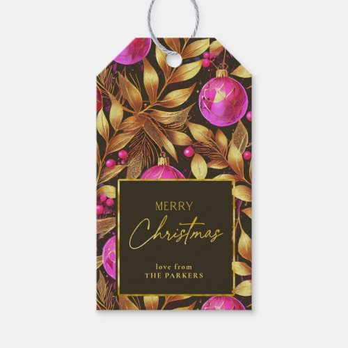 Magenta Gold Christmas Pattern29 ID1009 Gift Tags