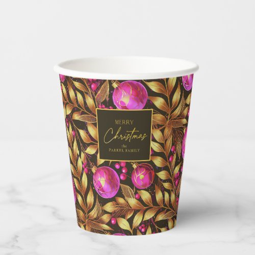 Magenta Gold Christmas Pattern29 ID1009 Paper Cups