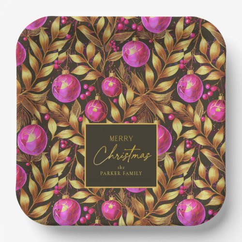 Magenta Gold Christmas Pattern29 ID1009 Paper Plates