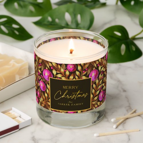 Magenta Gold Christmas Pattern29 ID1009 Scented Candle