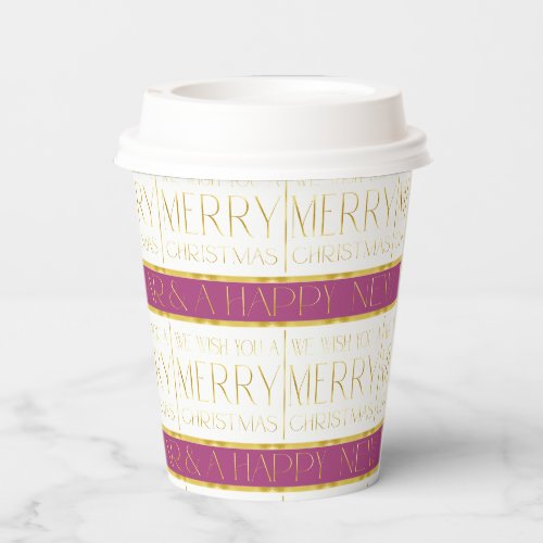 Magenta Gold Christmas Pattern35 ID1009 Paper Cups