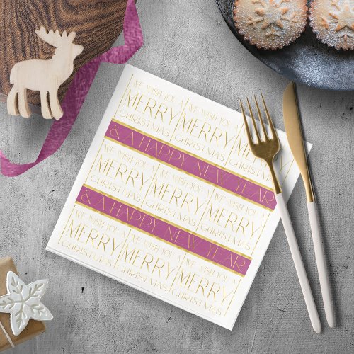 Magenta Gold Christmas Pattern35 ID1009 Paper Dinner Napkins