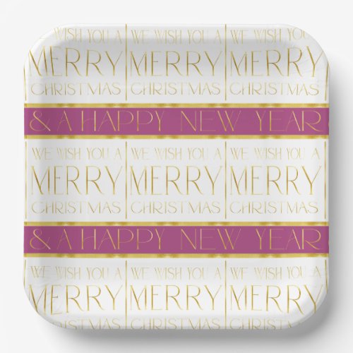 Magenta Gold Christmas Pattern35 ID1009 Paper Plates