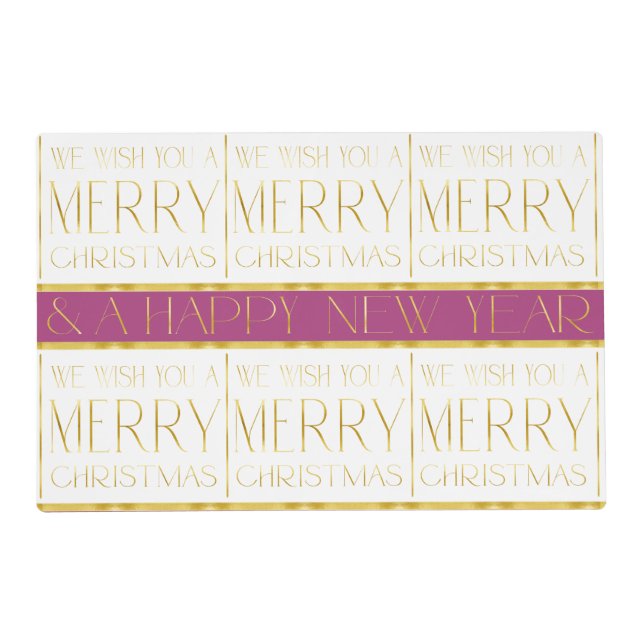 Magenta Gold Christmas Pattern#35 ID1009 Placemat (Front)