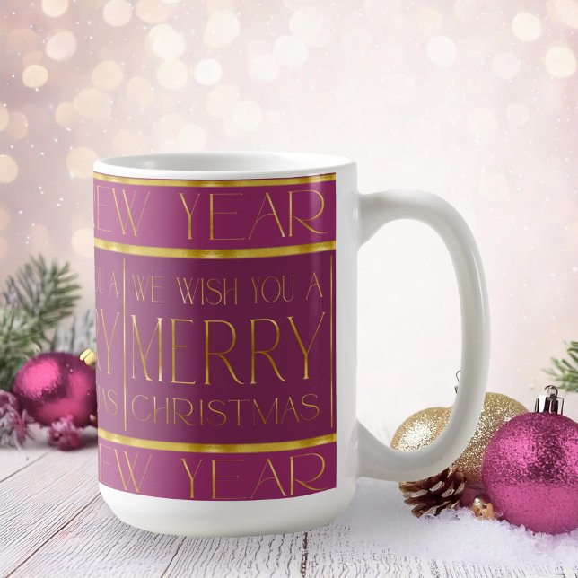 Magenta Gold Christmas Pattern#35b ID1009 Coffee Mug (Creator Uploaded)