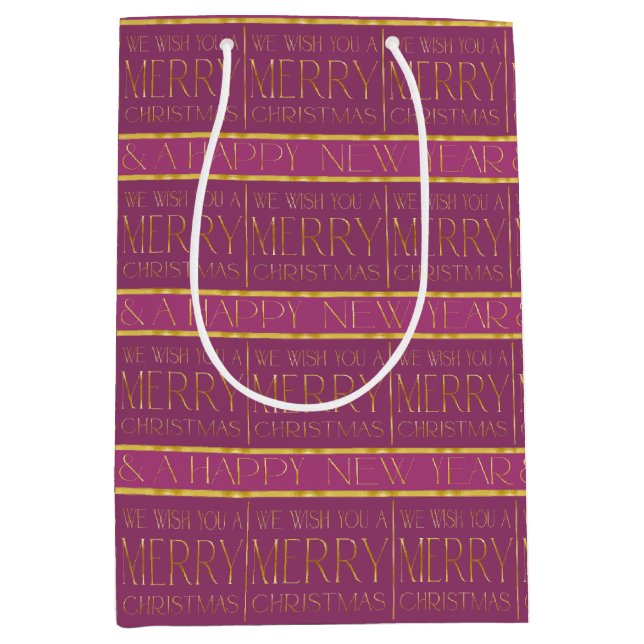 Magenta Gold Christmas Pattern#35b ID1009 Medium Gift Bag (Front)