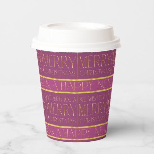 Magenta Gold Christmas Pattern35b ID1009 Paper Cups