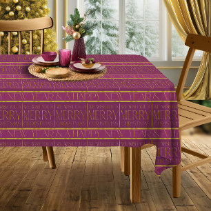 Magenta Gold Christmas Pattern#35b ID1009 Tablecloth