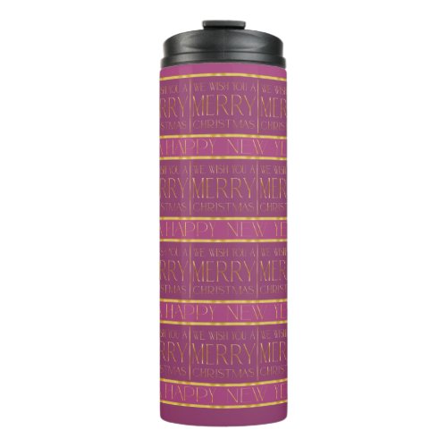 Magenta Gold Christmas Pattern35b ID1009 Thermal Tumbler