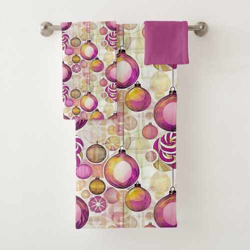 Magenta Gold Christmas Pattern6 ID1009 Bath Towel Set