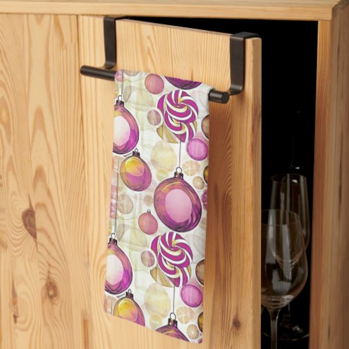 Magenta Gold Christmas Pattern6 ID1009 Kitchen Towel