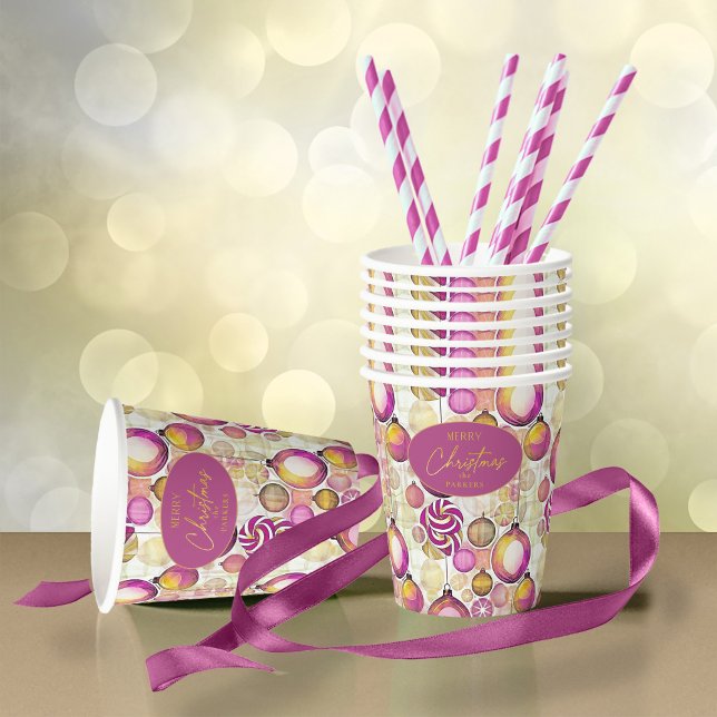 Magenta Gold Christmas Pattern#6 ID1009 Paper Cups (Creator Uploaded)
