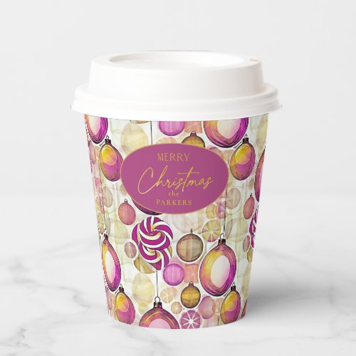 Magenta Gold Christmas Pattern6 ID1009 Paper Cups