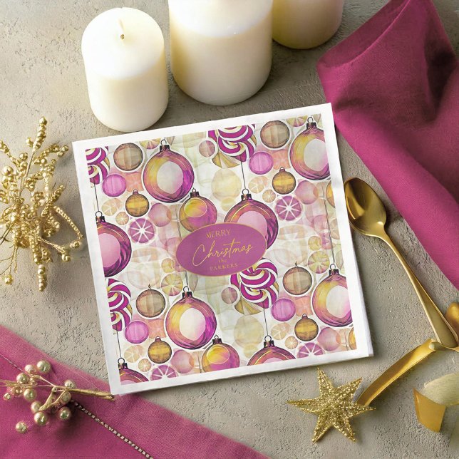 Magenta Gold Christmas Pattern#6 ID1009 Paper Dinner Napkins (Creator Uploaded)