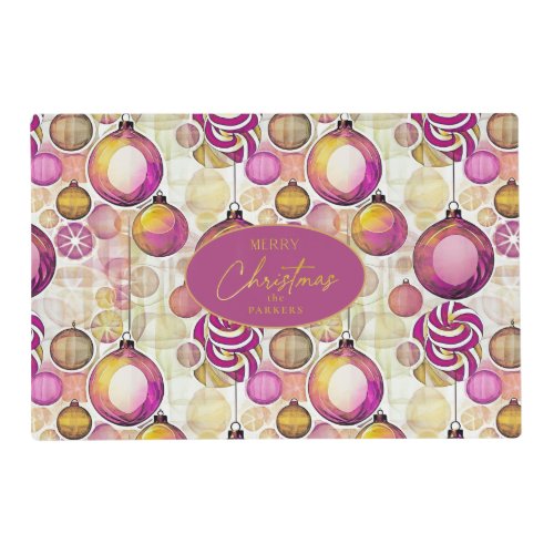 Magenta Gold Christmas Pattern6 ID1009 Placemat