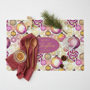 Magenta Gold Christmas Pattern#6 ID1009 Placemat