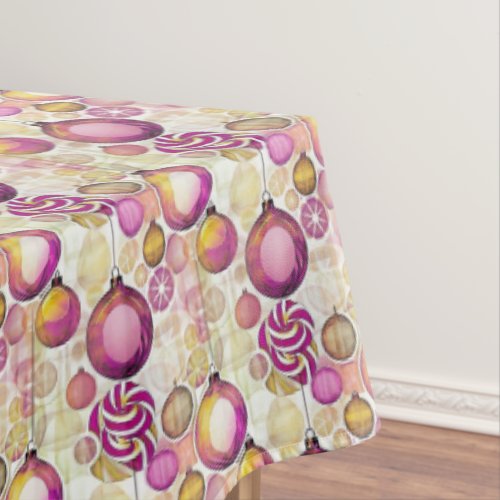 Magenta Gold Christmas Pattern6 ID1009 Tablecloth
