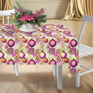 Magenta Gold Christmas Pattern#6 ID1009 Tablecloth