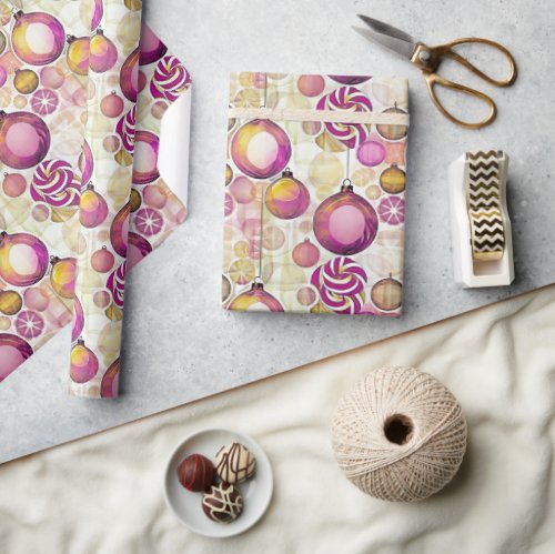 Magenta Gold Christmas Pattern6 ID1009 Wrapping Paper
