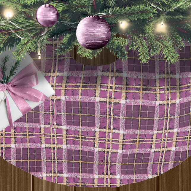 Magenta Gold Christmas Pattern#7 ID1009 Brushed Polyester Tree Skirt (Creator Uploaded)