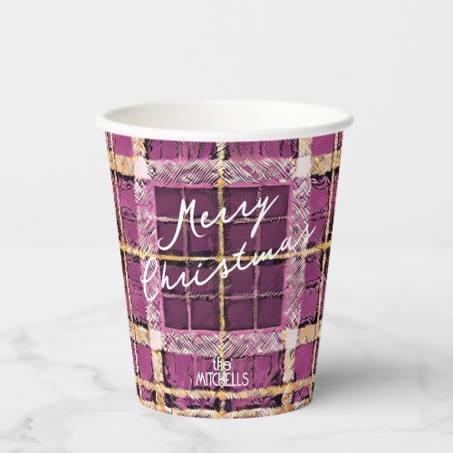 Magenta Gold Christmas Pattern7 ID1009 Paper Cups