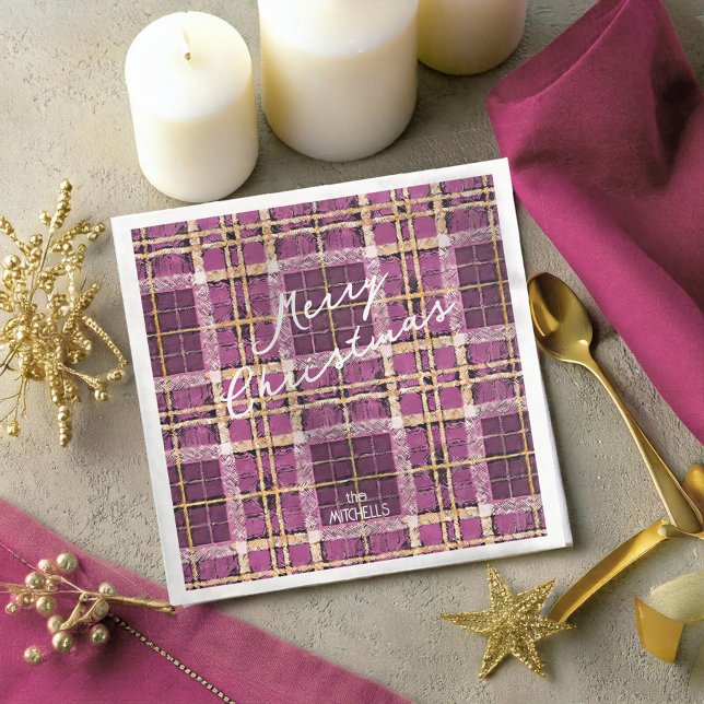 Magenta Gold Christmas Pattern#7 ID1009 Paper Dinner Napkins (Creator Uploaded)
