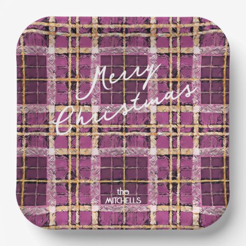 Magenta Gold Christmas Pattern7 ID1009 Paper Plates