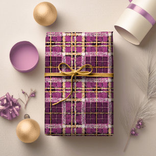 Magenta Gold Christmas Pattern#7 ID1009 Wrapping Paper