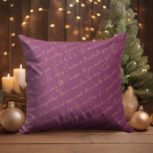 Magenta Gold Christmas Typography Pattern36 ID1009 Throw Pillow