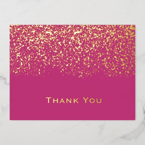 Magenta Gold Foil Wedding Thank You Card