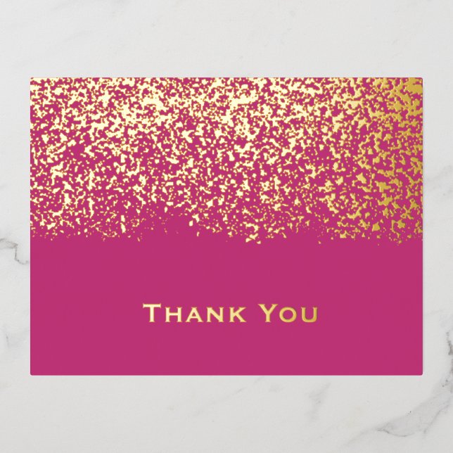 Magenta Gold Foil Wedding Thank You Card (Front)