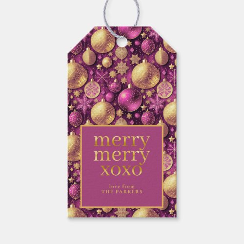 Magenta Gold Merry Merry Pattern31 ID1009 Gift Tags