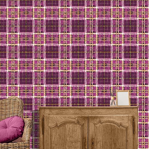 Magenta Gold Plaid Pattern7 ID1009 Wallpaper