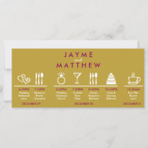 Magenta Gold Wedding Timeline Welcome Bag Note
