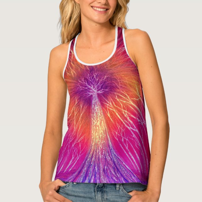 Magenta Golden Light Tree Women's Tank Top (Front)