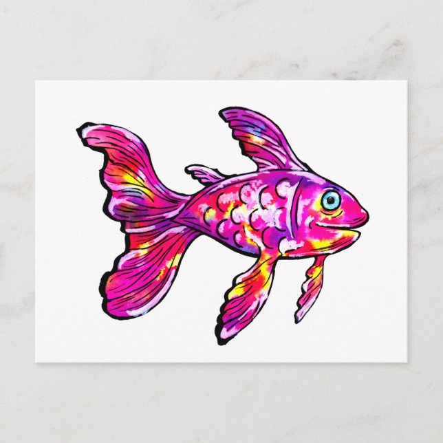 Magenta Goldfish Postcard (Front)