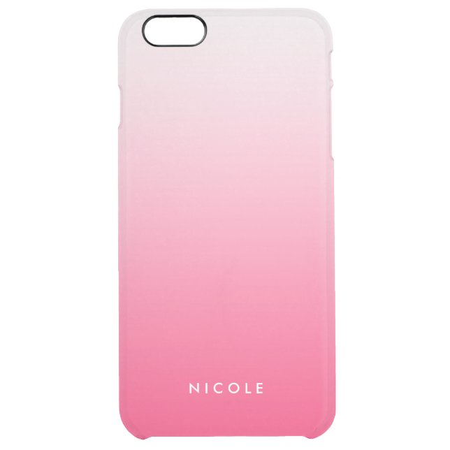 Magenta Gradient Ombre Personalized Clear Uncommon iPhone Case (Back)