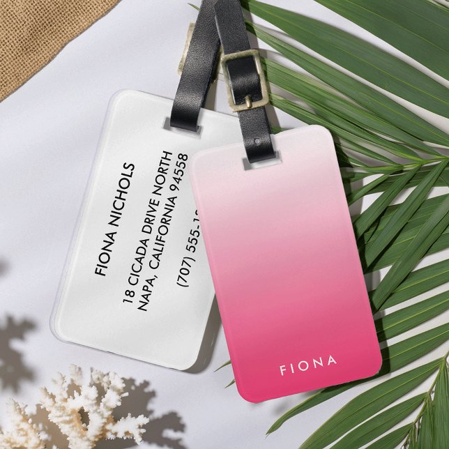 Magenta Gradient Ombre Personalized Luggage Tag (Creator Uploaded)