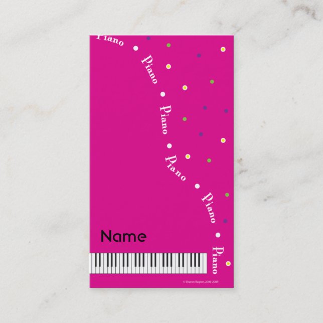 Magenta Grand Piano Business Card (Front)